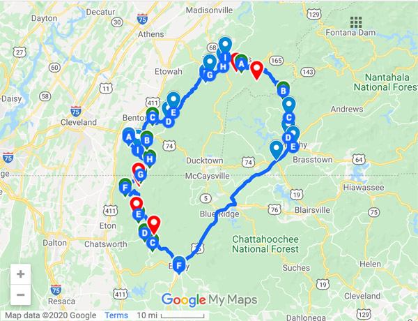 GPS Track - Ellijay, GA - Ocoee, TN - Tellico Plains, TN - Southeast ...