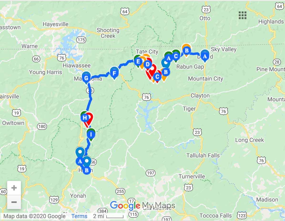 GPS Track Dilliard, GA to Helen, GA Southeast 4x4 Trails